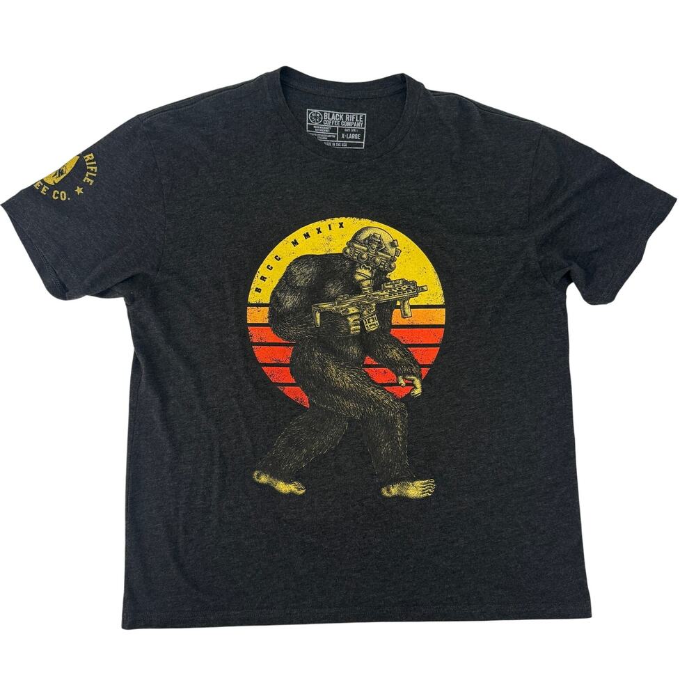 Black Rifle Coffee Company gray BRCC Big Foot red orange tee T-Shirt men's XL